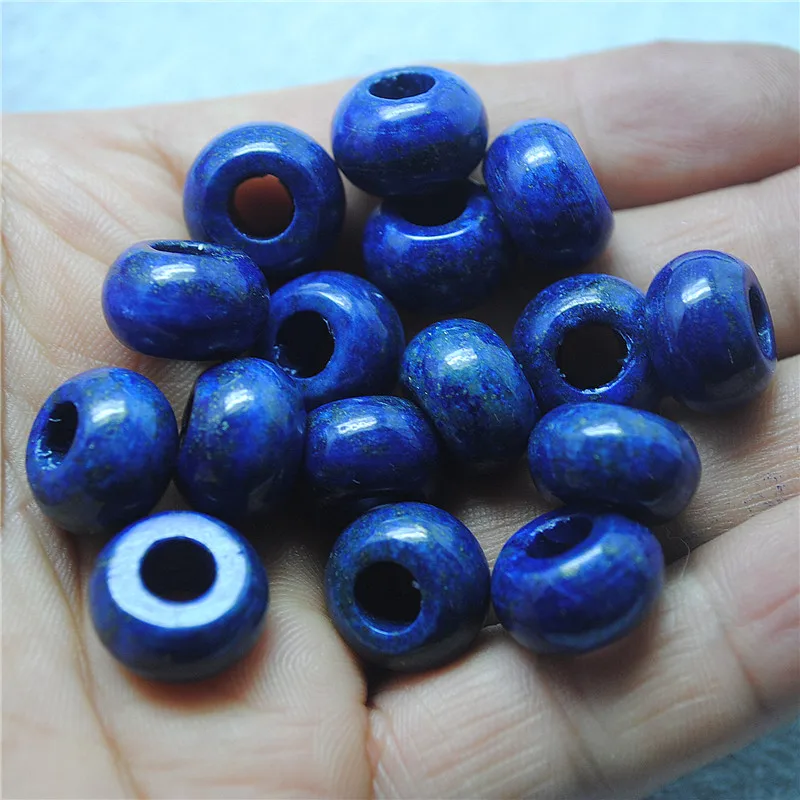 

7 шт., Европейские Бусины, натуральный Лазурит, аметист, Радужный камень, 9x14 мм, большое отверстие для женских браслетов, ювелирных изделий