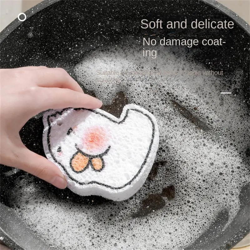 

Kitchen Dishwashing Sponge Compressed Wood Pulp Sponge Scouring Pad Cleaning Sponges Cartoon Duck Dish Cloths Pot Wipe Cleaning
