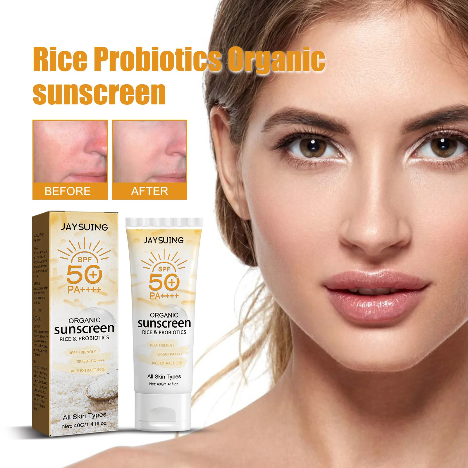 

SPF 50+ Sunscreen Anti-Aging Oil Control Sunblock Skin Protective Cream UV Protection Waterproof Moisturizing Whitening Care 40G