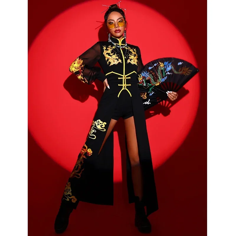 Наряд для рейва в китайском стиле одежда хип-хоп женский костюм танцовщицы Gogo