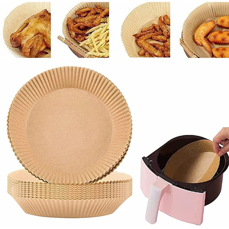 

Air Fryer Disposable Paper Liner Non-Stick Liners Baking for Oil-proof Water-proof Food Grade Parchment Roasting (100pcs)