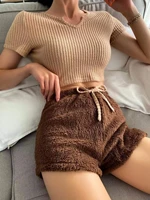 notched tee knot front shorts lounge set