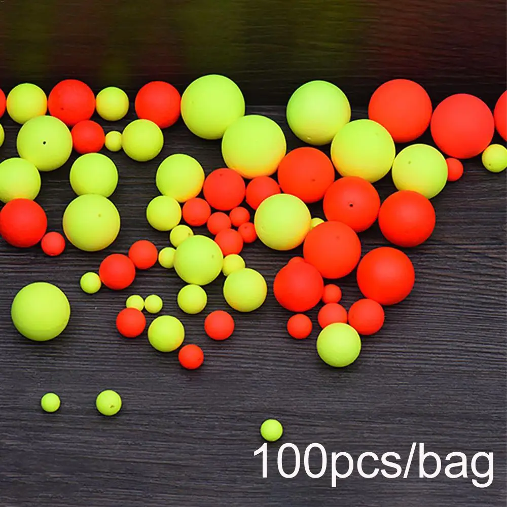 

100PCS Foam Floats Ball Beads Beans Fishing Float Bottom Rig Rigging Material Fishing Tackle Accessories Pick Size