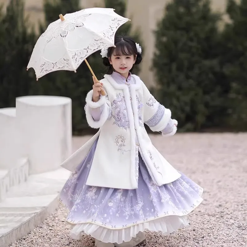 Платье ханьфу для девочек детский карнавальный костюм дня рождения зимняя новая