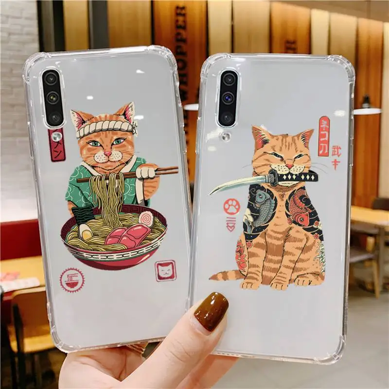 

Neko Ramen Japan Cat Anime Phone Case Transparent For Samsung Galaxy A S 22 52 20 21 71 10 51 50 12 40 fe ultra plus