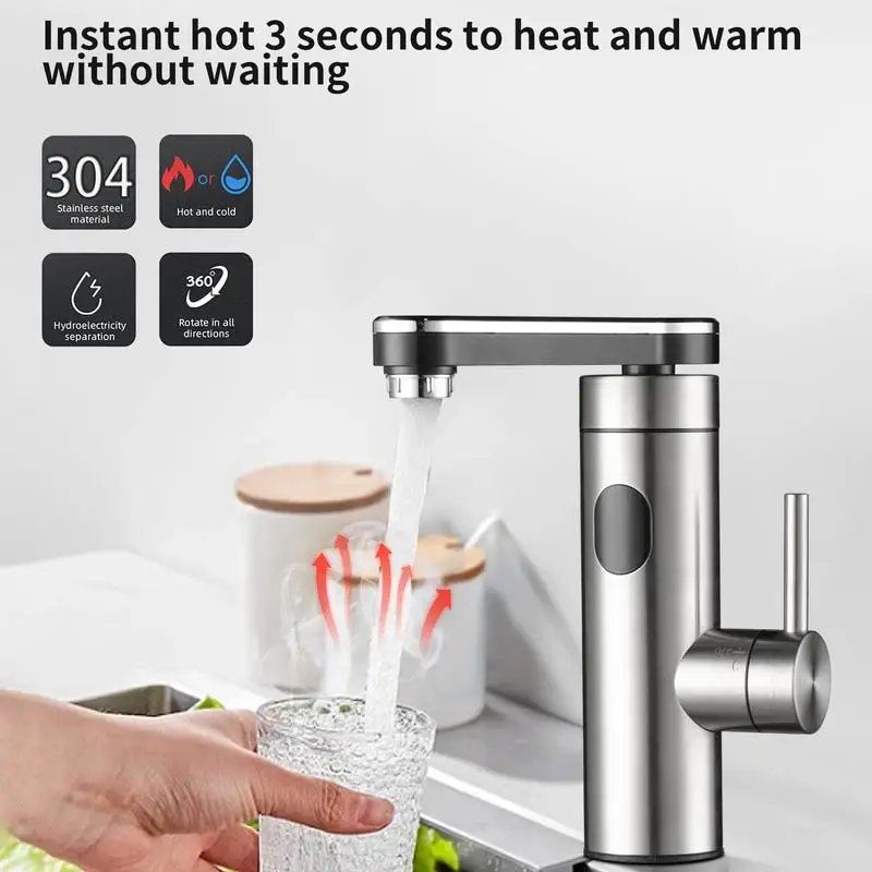 

Instant Hot Water Faucet 220V Bathroom Faucet Temperature Display Sink Faucet 3300W Rotatable Water Heating Faucet Tankless