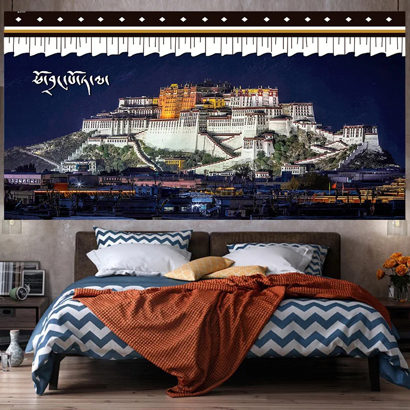 

Tibetan Style Ethnic Wall Hanging Tapestry The Potala Palace Art Cloth Living Room Bedroom Decor Aesthetic Poster Psychedelic