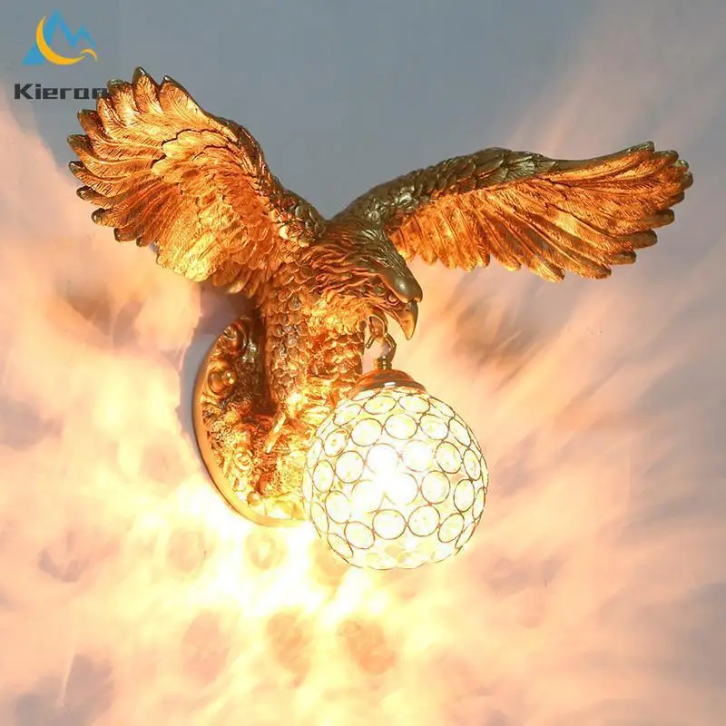 

Modern Simple Eagle Crystal LED Wall Lamp Bedroom Study Restaurant Hotel Bedside Wall Lights Living Room Decor Resin Wall Lamps