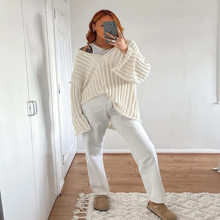 

Autumn and Winter New Women's Cotton and Linen Loose Top Fashion Casual Sweater