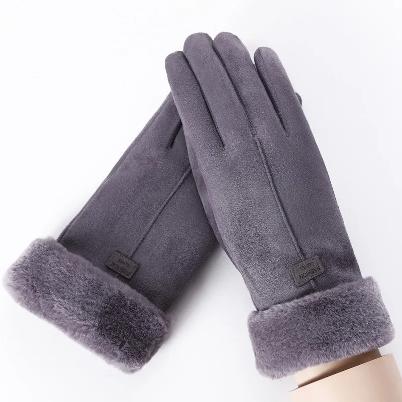

2021 New Fashion Women Gloves Autumn Winter Cute Furry Warm Mitts Full Finger Mittens Women Outdoor Sport Female Gloves Screen