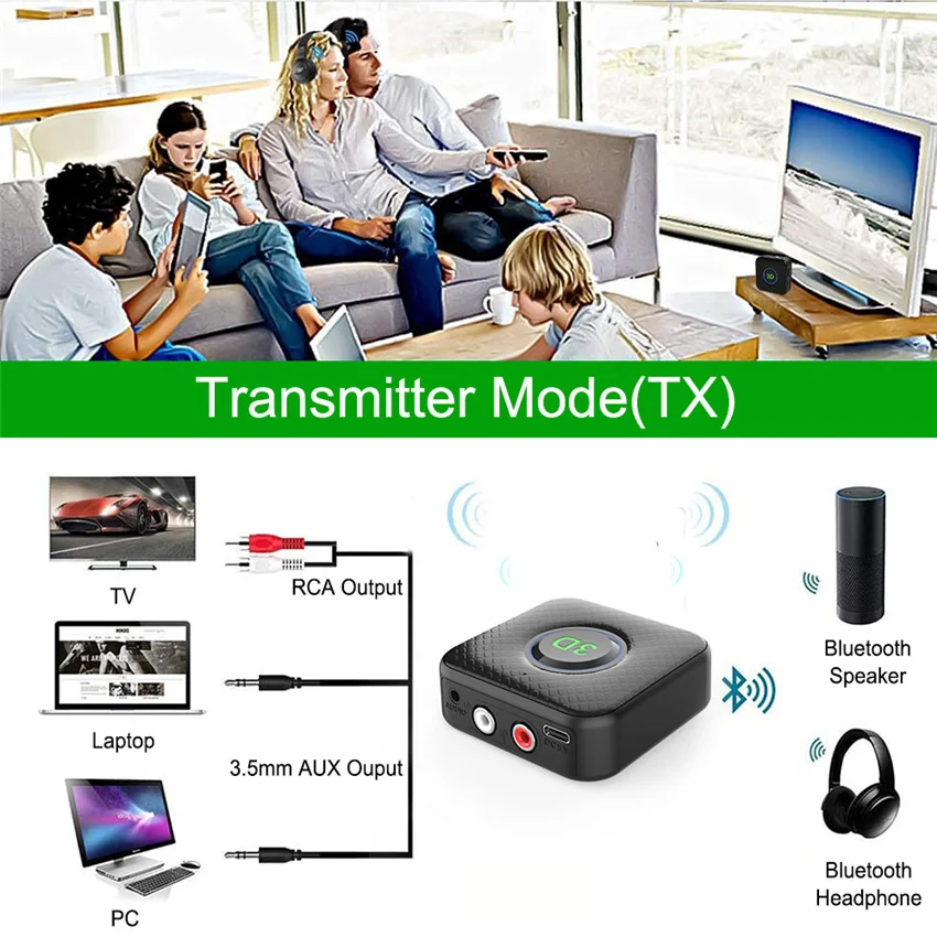 Bluetooth 5 0 приемник передатчик 3D стерео AUX 3 мм разъем RCA беспроводной аудио адаптер