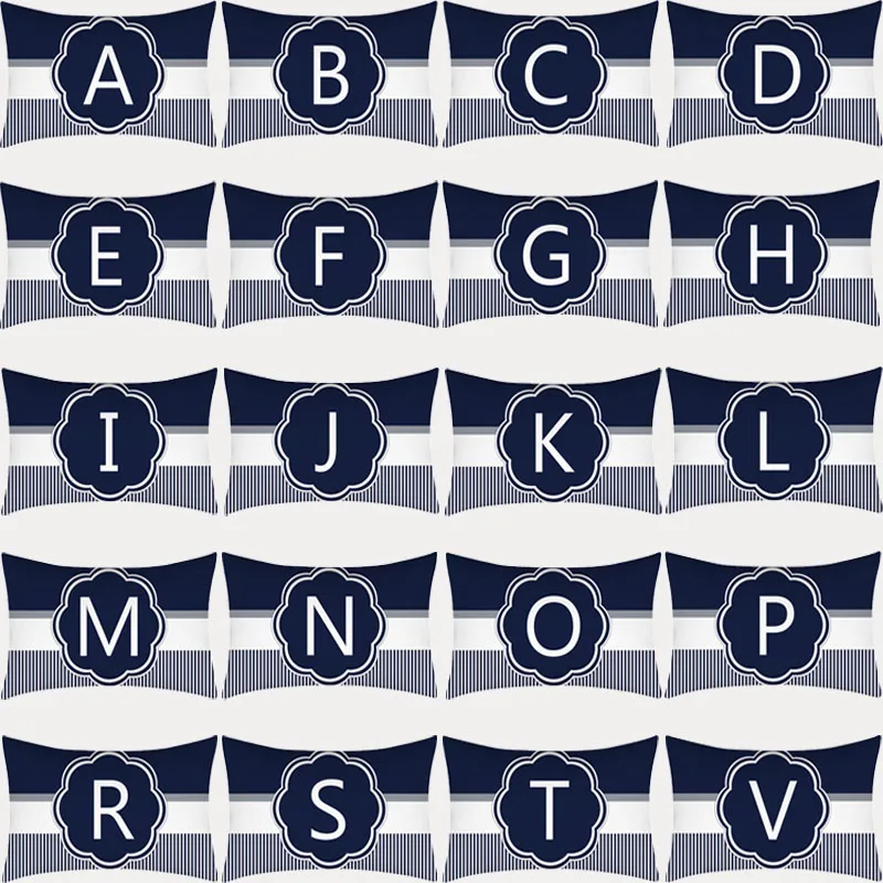 

Letters Pillowcase Blue Stripes Decorative Sofa Cushions Throw Pillows Grey Cushion Cover 30X50 Pillow Covers Home Decor
