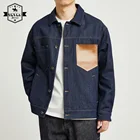 Куртка мужская джинсовая, уличная одежда с нашивками на груди, свободная повседневная рубашка в стиле Харадзюку, пальто, весна-осень