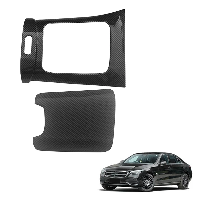 

2Pcs Auto Carbon Fiber Central Gear Panel Control Panel Decal Interior Modification for Benz C-Class W206 2021 2022