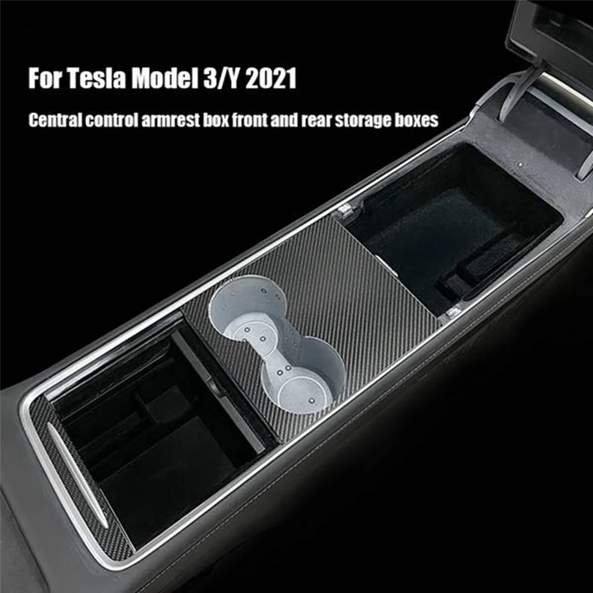 

6PCS Center Console Organizer Tray Fit for 2021 Tesla Model 3/Y Armrest Cubby Drawer Storage Box Accessories (Flocking)