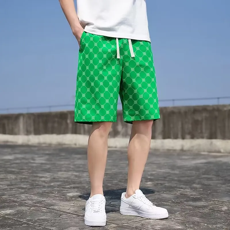 Summer shorts for men in 2023, new fashion trend, ice silk quick drying men's five piece pants, beach pants, half length medium