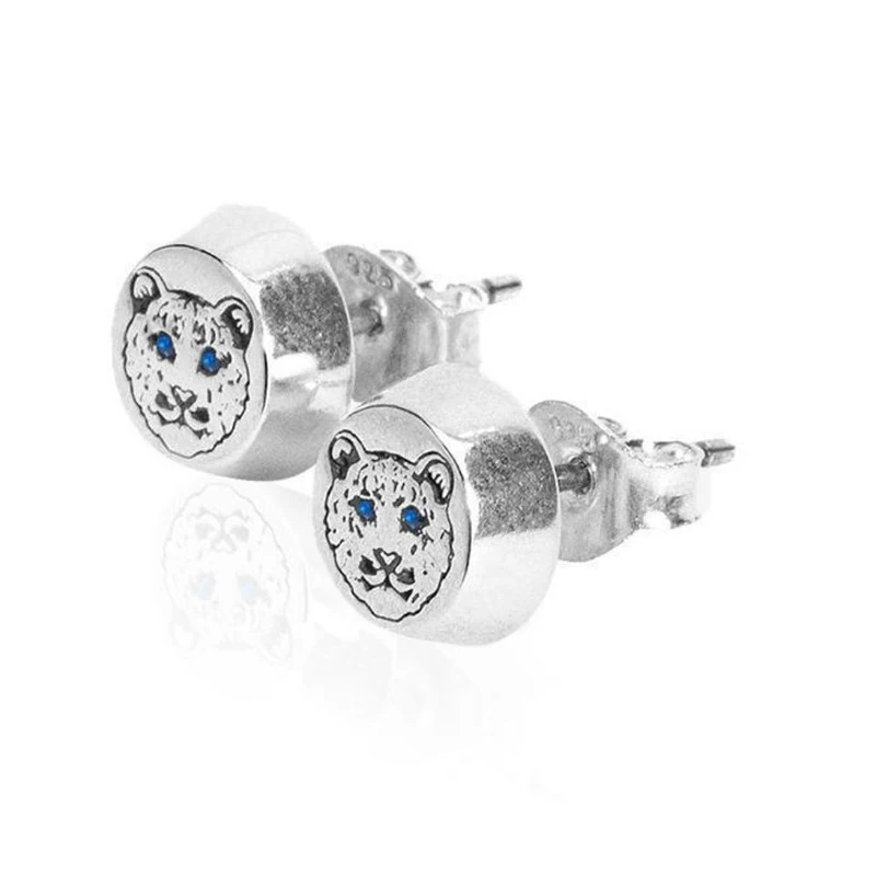 

New Domineering Snow Leopard Earrings Hiphop Street Fashion Trend Earrings Silver Needle Jewelry Accessories