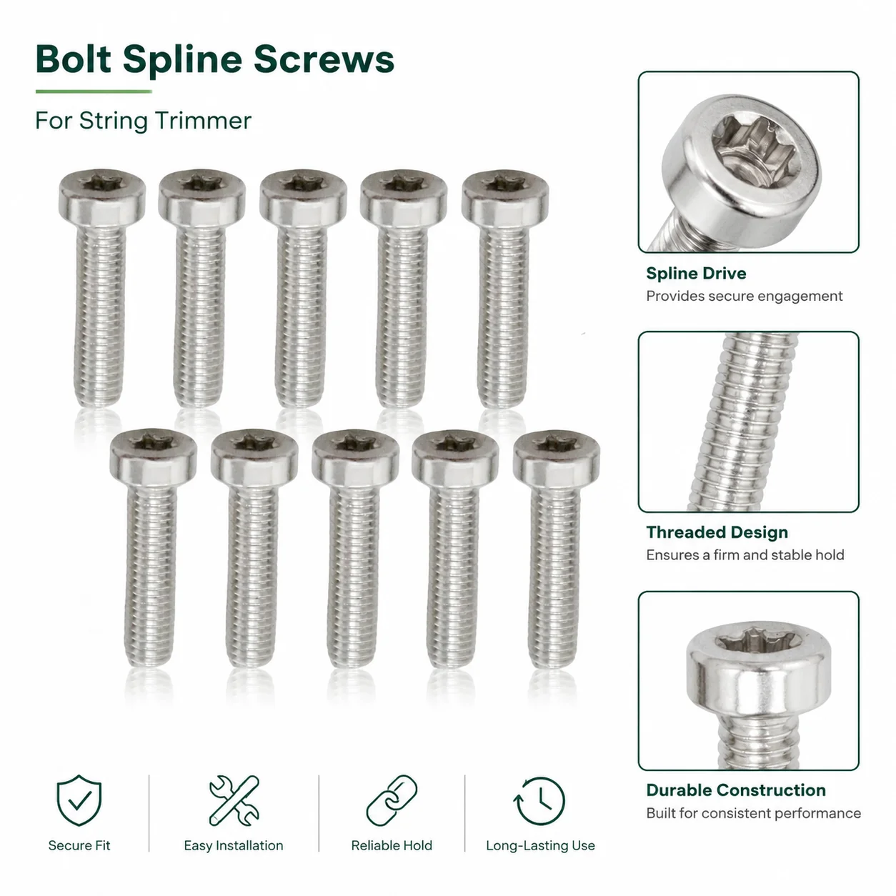 Фото 10 шт. винтов Torx Spline M5x20 мм для триммеров Stihl FS200 FS220 FS240 FS250, замена деталей 9022 371 1020, комплект запасных частей №4