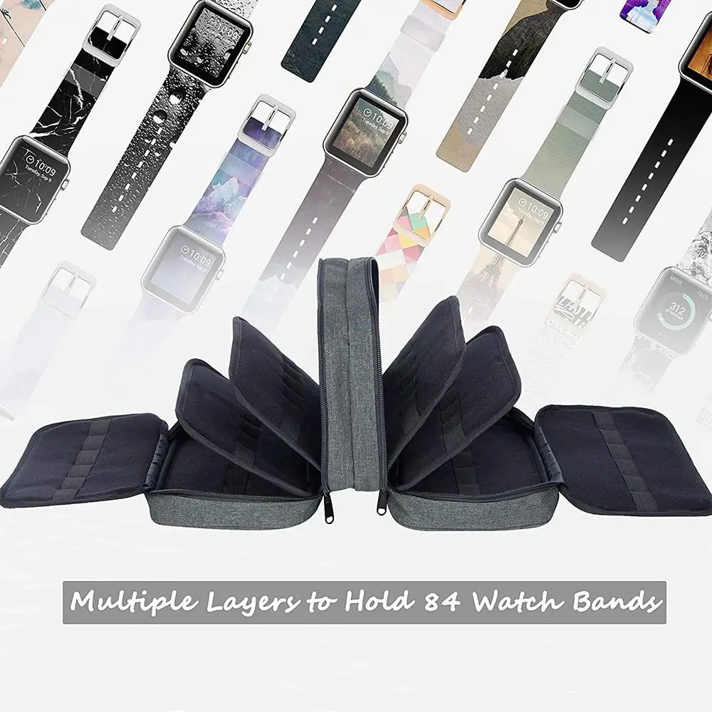 

Folding Design 84 Slot Strap Storage Bag Handbag Watch Strap Bracket Double Layer Travel Storage Bag For Apple Watch
