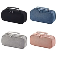 large capacity double layer pencil case canvas portable storage bag make up pouch stationery school supplies dropship