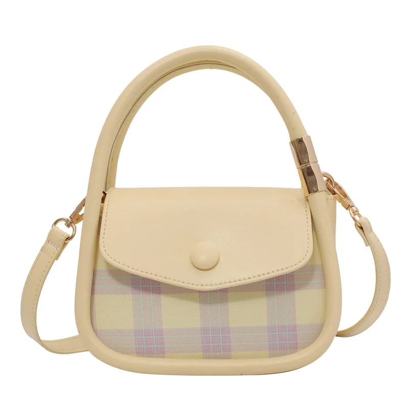 

Handbag Female Summer 2022 Ins The New Tide Vogue Small Bread French Small Grid Joker Inclined Shoulder Bag