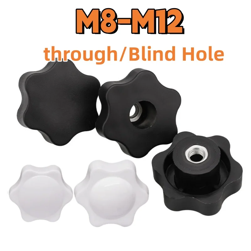 

1 шт. гайка ручки для большого пальца 48 # M8 M10 M12 Железный сердечник Черно-белая сливовая гайка Зажимные гайки для сквозных/сландских отверстий Затягивающиеся вручную гайки