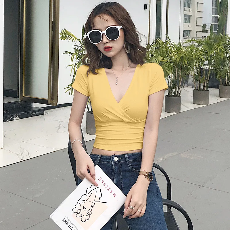 

Women's T-Shirts Solid Color 100% Cotton Summer V-Neck Short Sleeves grey