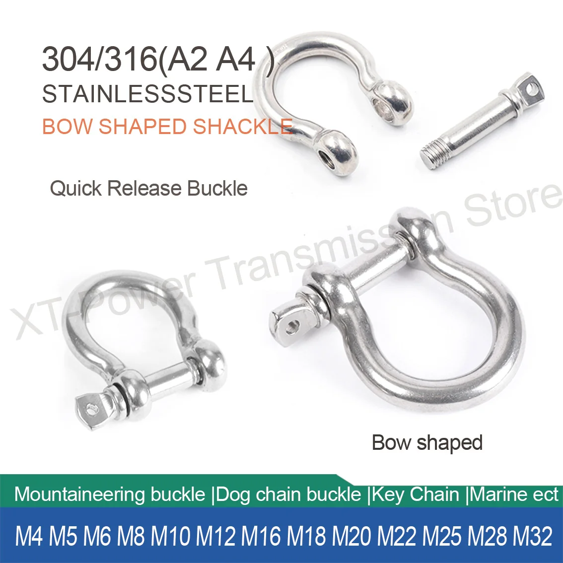 

Нержавеющая сталь 304/316, дугообразная скоба M4-M28, подъемная скоба, соединительная пряжка для альпинизма, аксессуары для морского троса