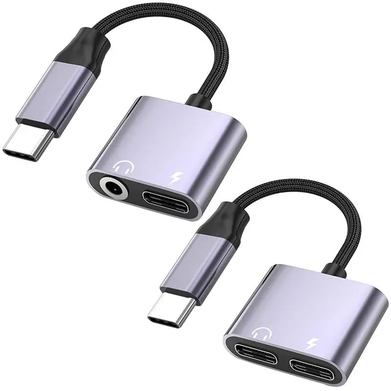 

Type C To 3.5mm Charge Audio Adapter 2 In 1 USB C Splitter Headphone Audio Cable For Xiaomi 6 8 Mix 2s Mate10 P20 Pro