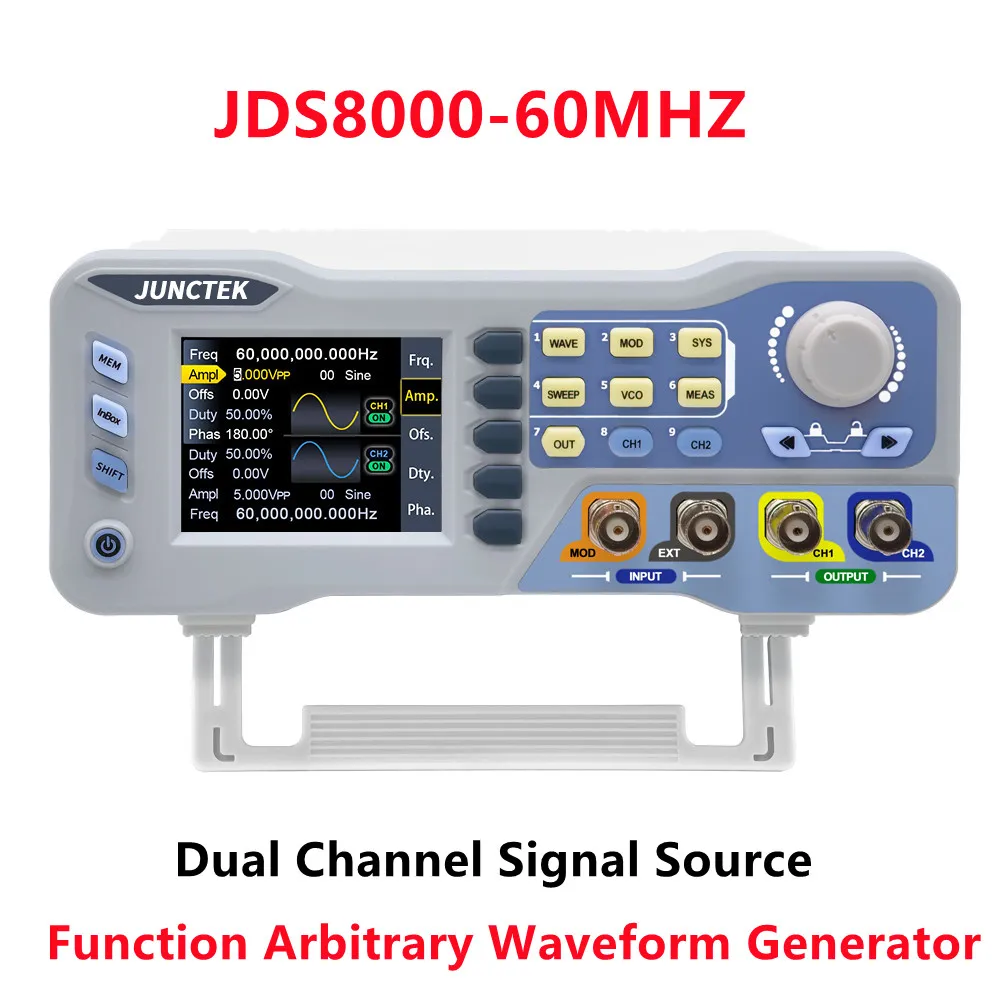 

New JUNTEK JDS8000 60MHZ Function Arbitrary Waveform Generator JDS8060 Dual Channel Signal Source 275MS/s 14bits Frequency Meter