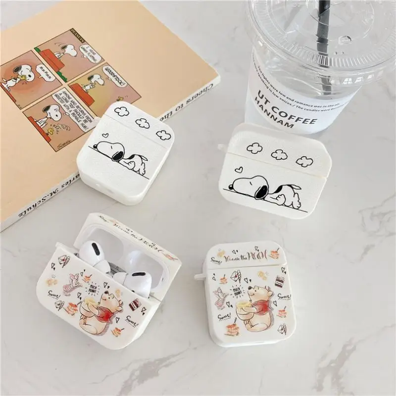 

Kawaii Anime Snoopyed Winnie The Poohs Cartoon Apple Airpods Earphone Box Bluetooth Protective Case Birthday Gift for Girls Boys