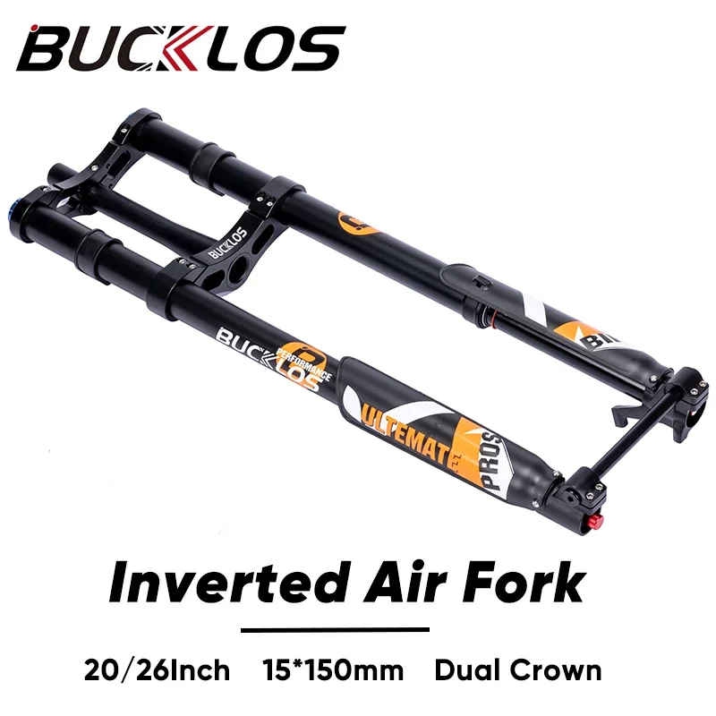 

BUCKLOS 15*150mm Inverted Air Fork 20Inch 26Inch Ebike Fat Bike Fork Travel 180mm Thru Axle Bicycle Suspension Fork E-bike Parts