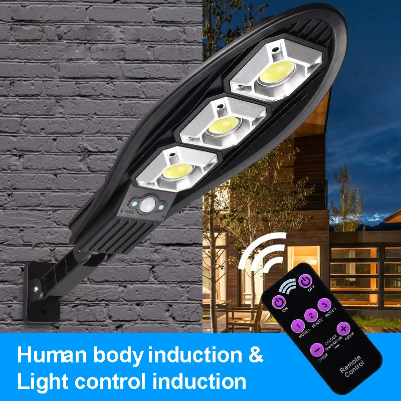 

Solar LED Street Light Waterproof Outdoor Lamp PIR Motion Sensor Street Wall Lamp Remote Control COB Induction Solar LED Lights