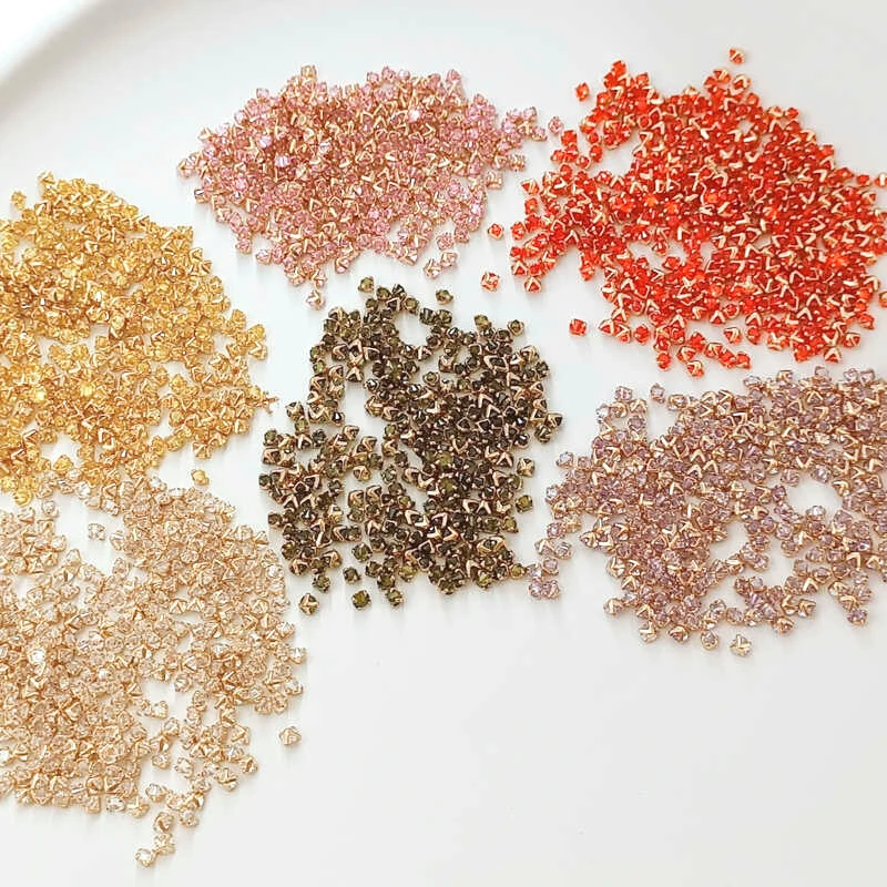 10 шт. 14-каратное медное золото одинарный коготь мини-цвет цирконий бриллиант 3 мм