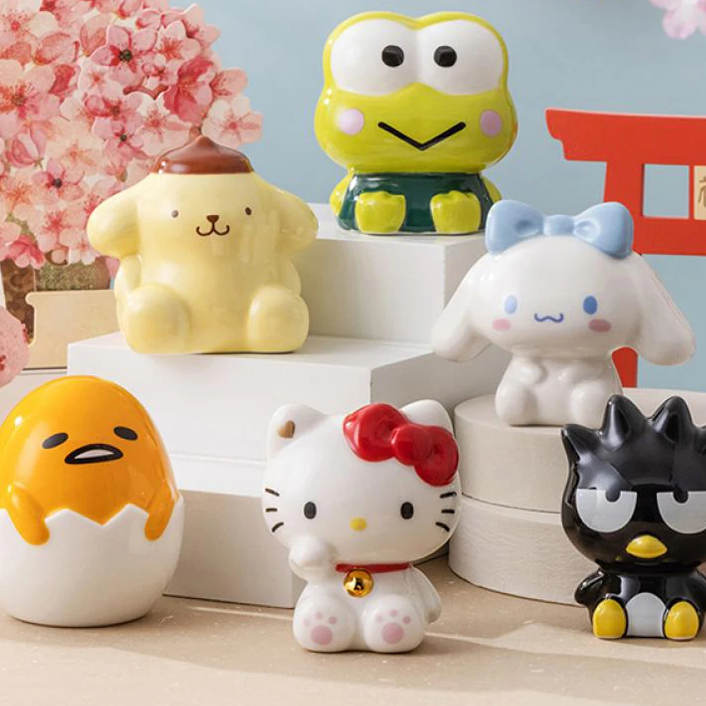 

Kawaii Anime Sanrioed Kuromi Pachaccoed Cinnamoroll Kt Cat Cartoon Desktop Ornament Mymelody Accessories Ceramic Model Toys