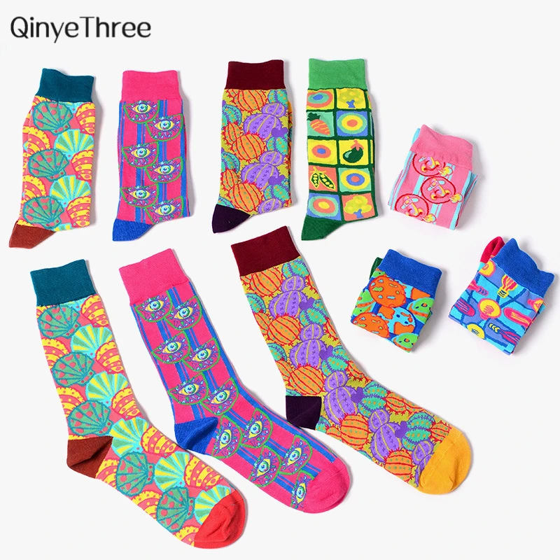 

New Tide Men's Happy Socks Funny Poppy psychedelic illustration series sokken Color pop art style Couples Hip Hop Punk sox
