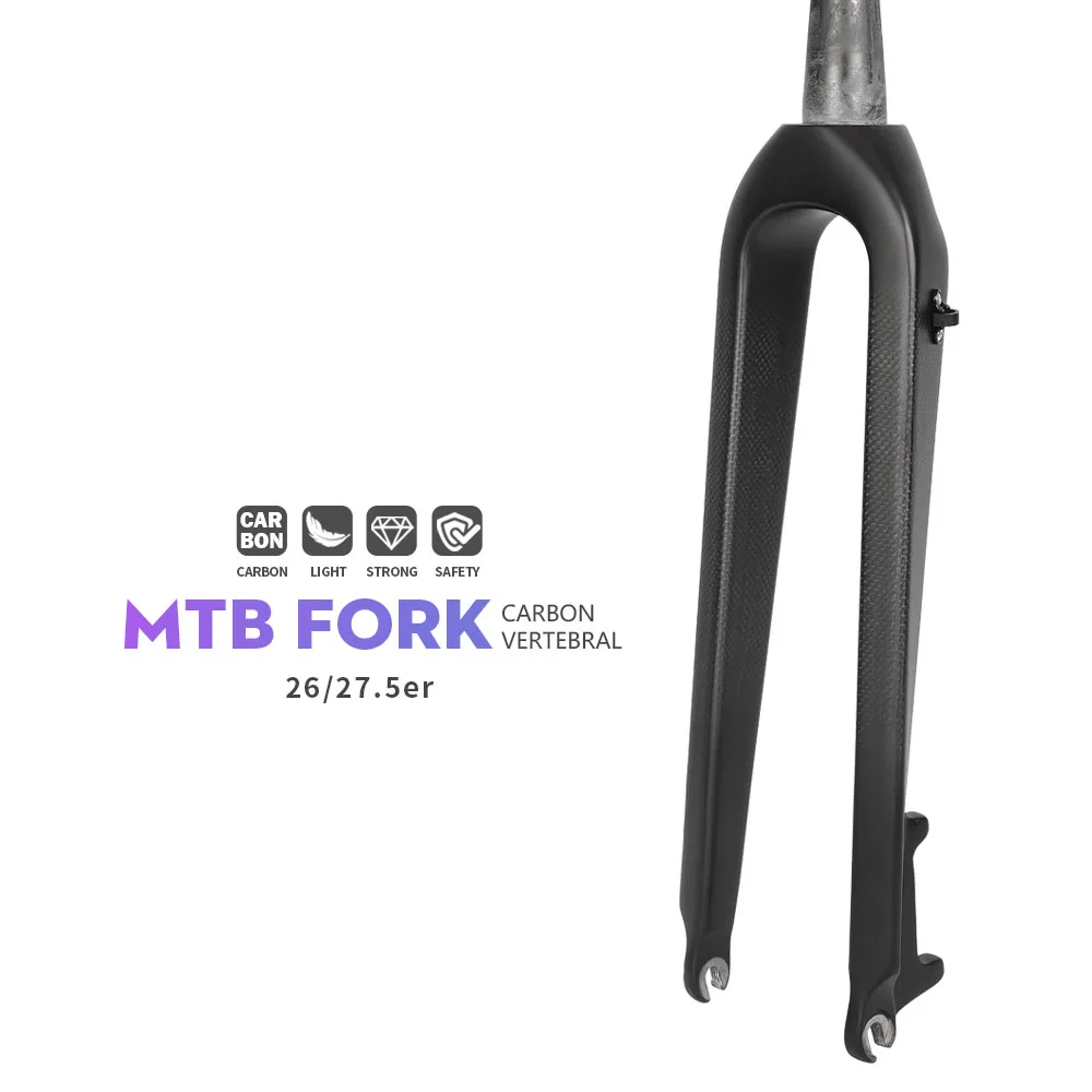 

MTB Fork Full Carbon Fiber Bike Front Fork 26/27.5" Rigid Bicycle Fork Tapered Tube 520g Ultralight Appearance Customization Diy