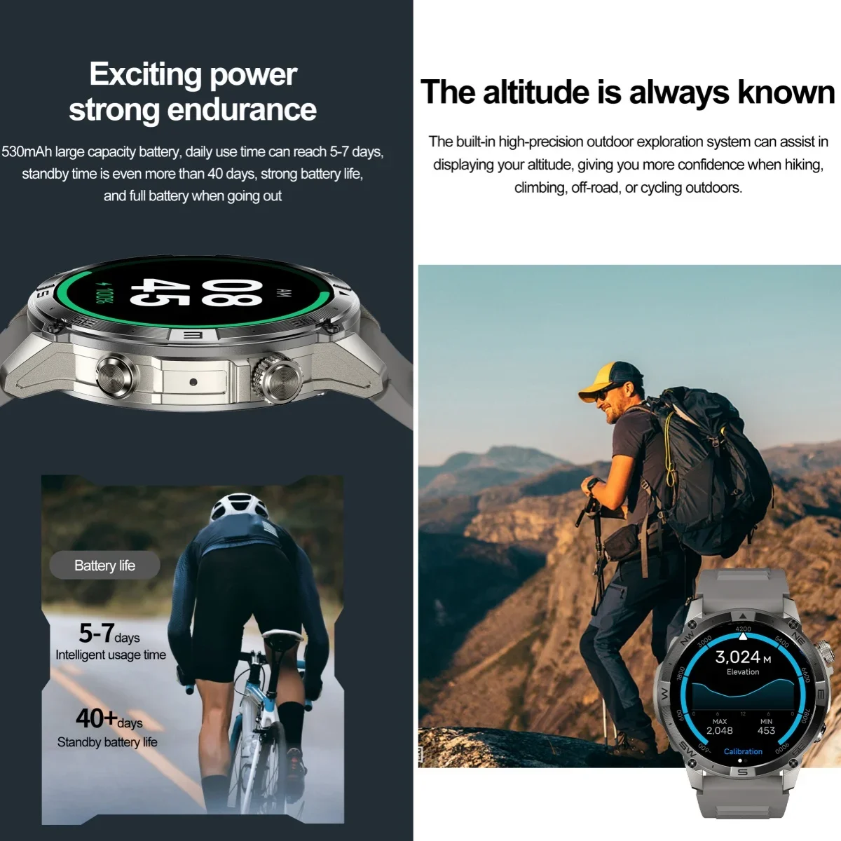 Фото 2025 НОВЫЕ GPS Смарт-часы VWAR ACE 50 м Водонепроницаемые Смарт-часы с AMOLED-экраном Gorilla Glass Мужские компасы Высотомер Барометрический GPS №4