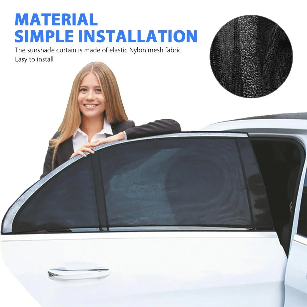 

4pcs Car Rear Side Window Sunshade Front Rear Window Sun Visor Shield Uv Protection Prevent Mosquito Sunshine Foldable Curtain