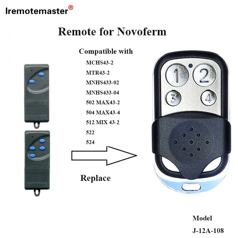 

For TORMATIC MAX 43-2,MAX 43-4 novoferm NOVO 502 2-CH,NOVO 504 Garage Door Remote Control 433.92mhz Rolling Code Transmitter