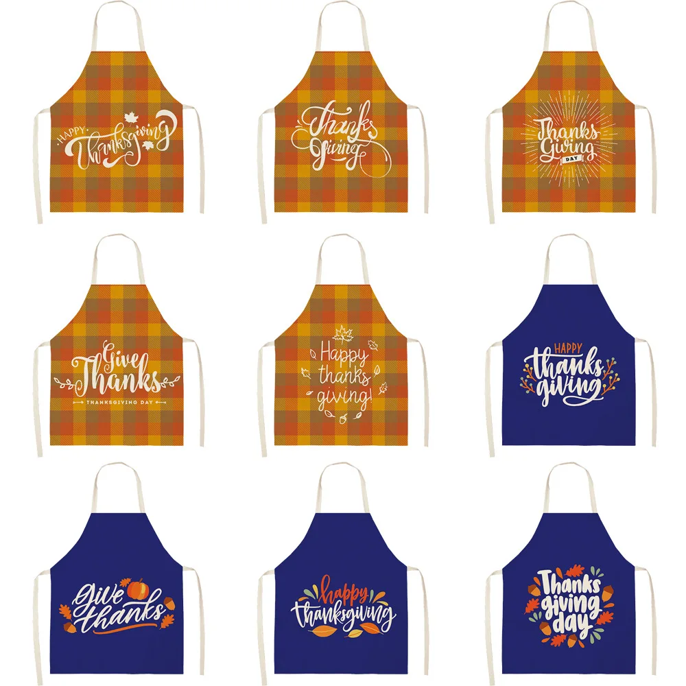 

Halloween Pumpkin Printed Linen Apron Dress for Woman Men Kids Children Cartoon Cat Halloween Baking Cooking Kitchen Accessories