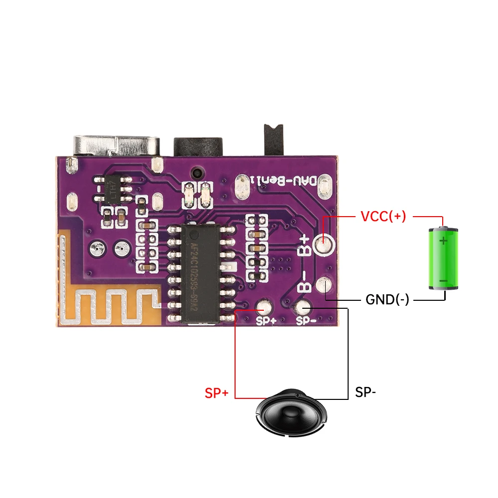 Фото DC3.5V-5V 5W Моно аудиоусилитель Плата декодирования Bluetooth поддерживает пару TWS TYPE-C №5
