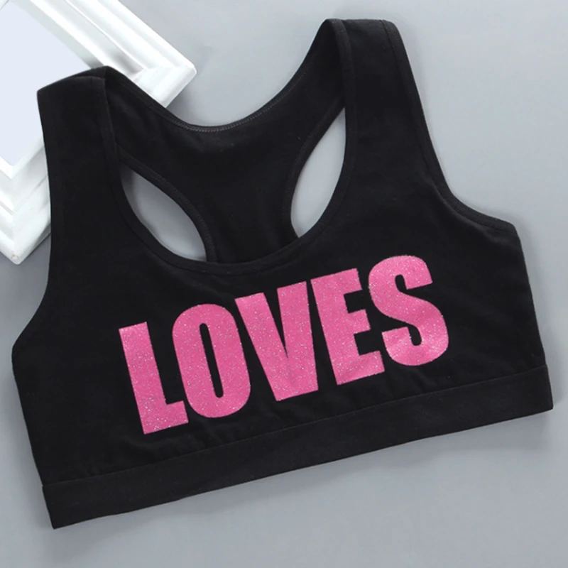 

1pc Gift Girl Bra Teen Crop Top Underwear Vest Racerback Puberty Sport Training Bras Letter Streetwear Tube Top New Year 7-14Y