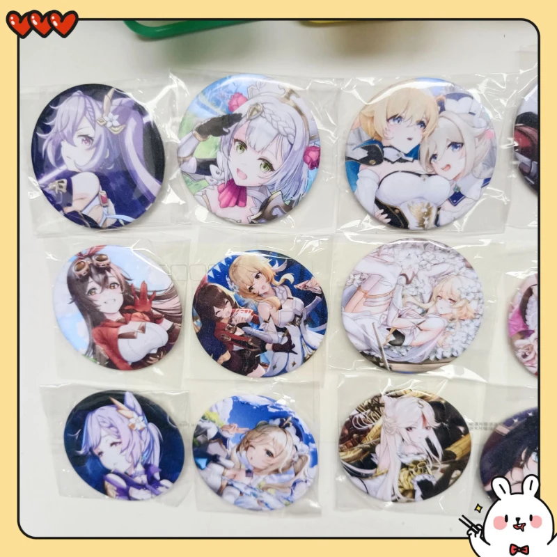 

Genshin Impact Badge Laser Tinplate Fine Flash Frosted Star Fantasy Brooch Bar Walnut Bottom Metal Bottom Cute Kawaii Brooch