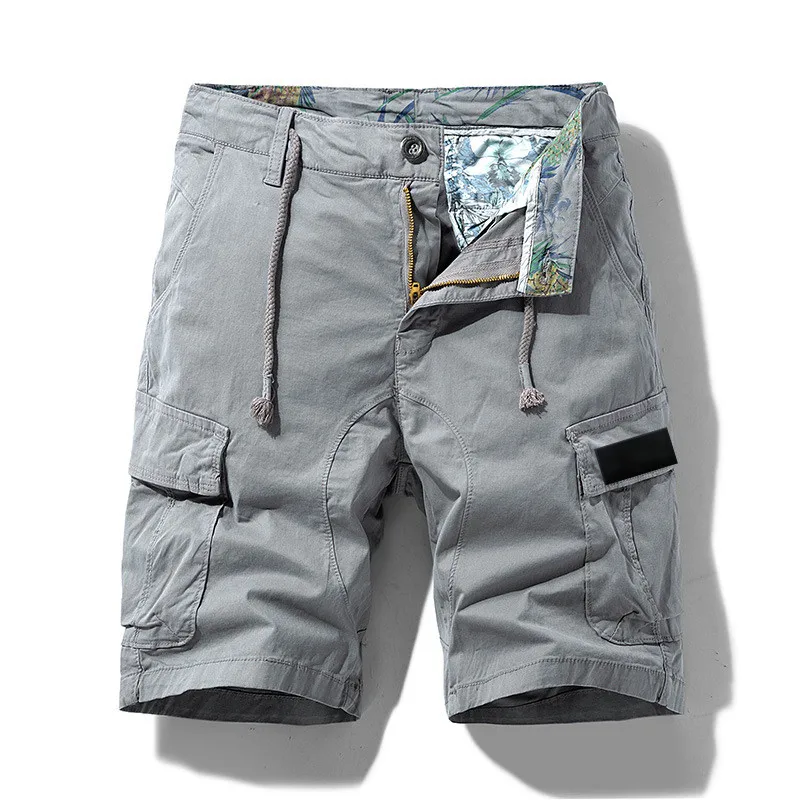 

Шорты-карго мужские с компасом, классические свободные повседневные штаны с вышивкой, с боковым карманом на молнии, в стиле милитари, улична...
