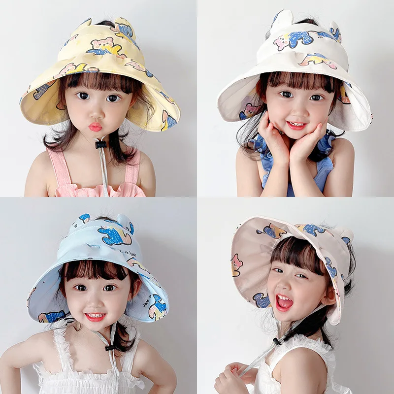 

Шляпа от солнца с большими полями для мальчиков и девочек, детская шапка из хлопка и льна, для пляжа и путешествий, женская