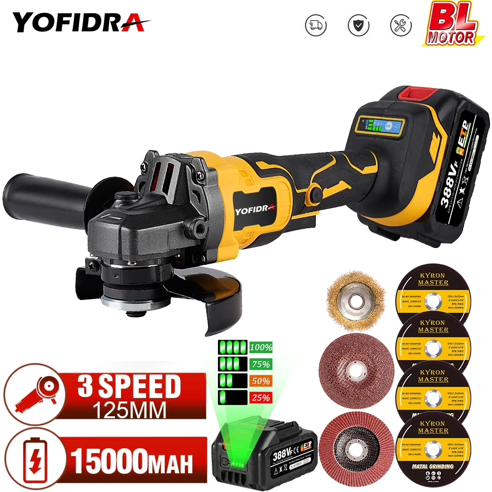 125 мм бесщеточная угловая шлифовальная машина 18 в M14 10000 об/мин 3 переменных передач для Makita 18 В Аккумуляторный Электрический ударный шлифовальный инструмент