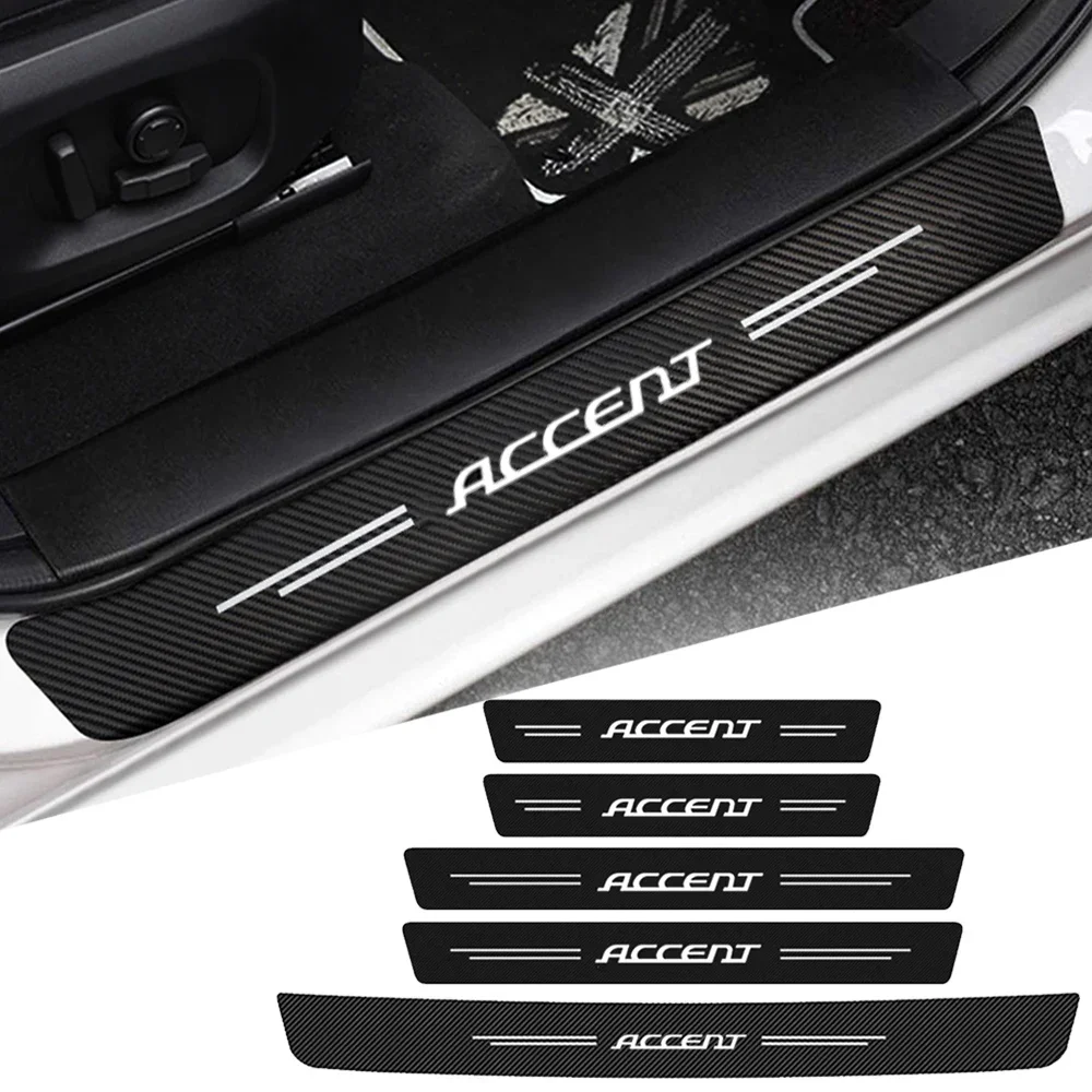 Наклейки на порог автомобиля из углеродного волокна для Hyundai ACCENT эмблема 2023