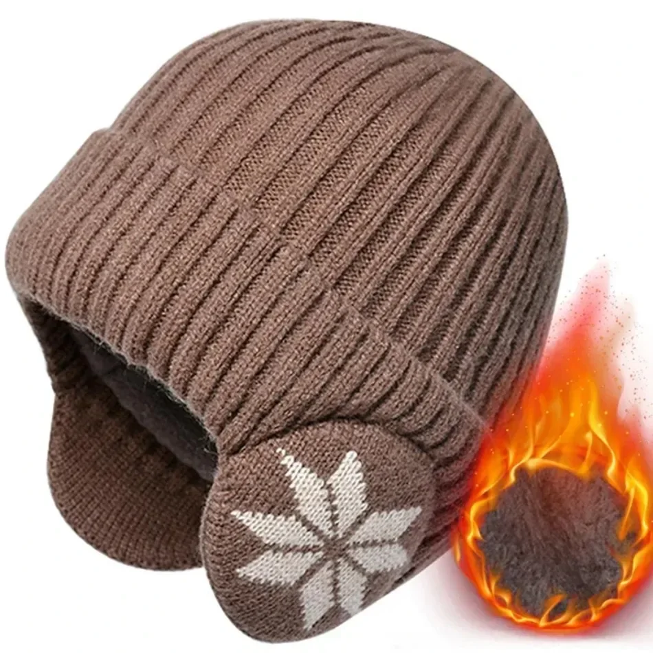 Мужская и женская зимняя теплая плюшевая вязаная шапка Benines Snow Fashion Skullies унисекс