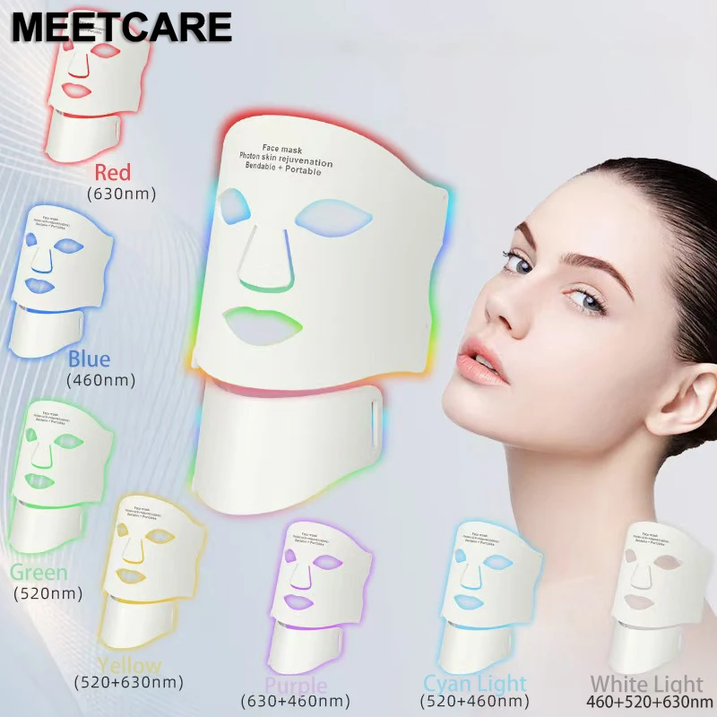 Набор Фототонических Масок Для Лица И Шеи 7 Цветов Силиконовая Терапия Против